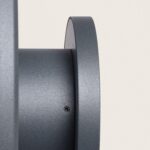 Applique murale extérieure en aluminium anthracite, corps cylindrique et platine ronde