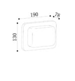 Applique murale extérieure rectangulaire, dimensions 190 × 130 × 78 mm