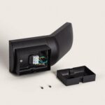 Applique murale extérieure noire en aluminium, corps incurvé et boîtier de connexion amovible