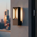 Applique murale extérieure noire rectangulaire en aluminium, éclairage vers le haut et bas