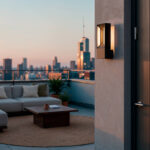 Applique murale extérieure noire rectangulaire à éclairage haut et bas, style moderne