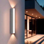 Applique murale extérieure aluminium blanc, forme rectangulaire verticale, éclairage bidirectionnel