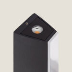 Applique murale extérieure noire en aluminium, corps rectangulaire avec LED encastrée et flancs aluminium apparents