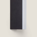 Applique murale extérieure rectangulaire noire en aluminium avec diffuseur latéral blanc