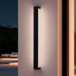 Applique murale extérieure noire en aluminium, longue forme verticale avec éclairage LED diffus haut et bas