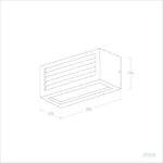 Applique murale extérieure rectangulaire en métal avec lames frontales et ouverture inférieure pour éclairage dirigé vers le bas