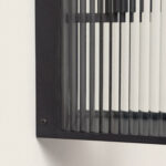 Applique murale extérieure cadre métal noir mat, verre cannelé vertical rectangulaire