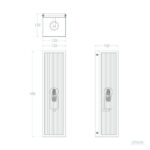 Applique murale extérieure rectangulaire en métal et verre, panneau vertical rainuré, fixation murale