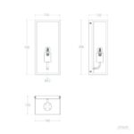 Applique murale extérieure métal et verre, boîtier rectangulaire vertical avec diffuseur cylindrique