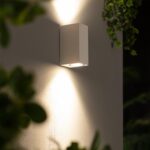Applique murale blanche rectangulaire, éclairage haut et bas pour mur extérieur