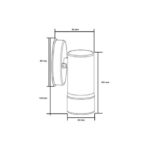 Applique murale extérieure cylindrique finition satinée, montage mural vertical