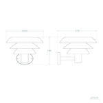 Applique murale solaire à trois écrans superposés, fixation murale avec bras et boîtier