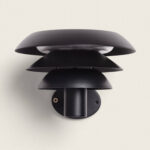 Applique murale extérieure noire en métal, design à plateaux superposés, fixation murale