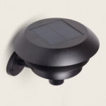 Applique murale solaire noire en aluminium, panneau solaire intégré, forme ronde, fixation murale