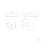 Applique murale extérieure rectangulaire avec panneau solaire sur le dessus et détecteur de mouvement, fixation murale circulaire