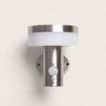 Applique murale argentée en aluminium avec détecteur de mouvement et diffuseur rond