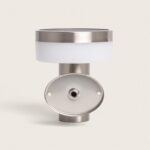 Applique murale extérieure argent en aluminium avec abat-jour circulaire blanc et détecteur de mouvement