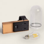 Applique murale extérieure aluminium finition naturelle avec dôme en verre transparent et ampoule LED filament