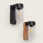 Applique murale extérieure solaire noire en aluminium avec diffuseur cylindrique en verre transparent