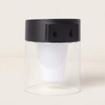 Applique murale extérieure noire avec abat-jour cylindrique en verre transparent