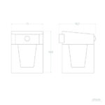 Applique murale extérieure solaire carrée avec détecteur de mouvement, schéma technique avec cotes