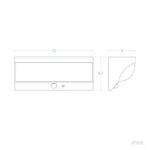 Applique murale extérieure rectangulaire avec détecteur de mouvement et module LED, vue en dessin technique