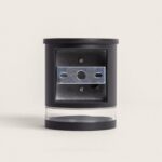 Applique murale solaire noire cylindrique en aluminium avec diffuseur transparent et platine de fixation