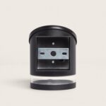 Applique murale extérieure noire cylindrique avec diffuseur transparent et support de fixation métallique