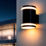 Applique murale cylindrique noire en aluminium, éclairage LED vers le haut et le bas