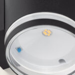 Applique murale extérieure ronde en aluminium noir avec diffuseur blanc et LED visible