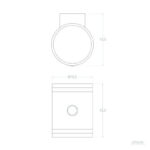 Applique murale ronde avec détecteur central, profil rectangulaire pour montage extérieur