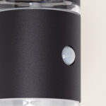 Applique murale extérieure cylindrique aluminium noir mat avec détecteur de mouvement