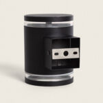 Applique murale extérieure noire cylindrique aluminium avec détecteur de mouvement