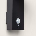 Applique murale rectangulaire noire en aluminium avec détecteur de mouvement