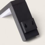 Applique murale extérieure noire en aluminium, forme rectangulaire, platine de fixation avec deux ouvertures pour vis