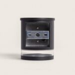 Applique murale solaire LED noire cylindrique avec diffuseur transparent et support de fixation visible