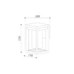 Applique murale extérieure rectangulaire cadre ouvert, fixation murale arrière, dimensions 230×160×140 mm