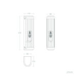 Applique murale extérieure en verre peridot doré, corps rectangulaire à lames verticales, fixation murale