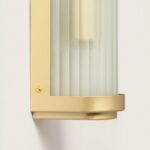Applique murale en verre cannelé péridot avec finition dorée pour montage mural extérieur