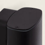 Applique murale extérieure noire mate, forme ovale arrondie, fixation murale, éclairage haut et bas