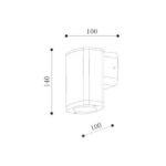 Applique murale extérieure cylindrique, montage latéral, éclairage haut et bas, 100×140 mm