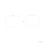 Applique murale rectangulaire, vues avant et latérale avec côtes 118×100 mm et 129×100 mm