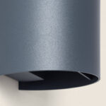 Applique murale anthracite en aluminium, forme ronde à double ouverture, finition métallisée