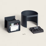 Applique murale démontée anthracite en aluminium, capot rond et boîtier électrique apparent