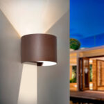 Applique murale cylindrique rouille aluminium éclairage haut et bas