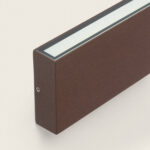 Applique murale LED rectangulaire aluminium finition rouille, montage mural extérieur, éclairage bidirectionnel