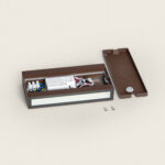 Applique murale LED rouille rectangulaire à double éclairage, boîtier ouvert révélant driver et vis de fixation