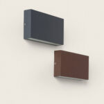 Applique murale rectangulaire anthracite et rouille en aluminium, éclairage haut et bas