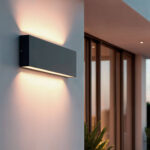 Applique murale anthracite en aluminium, éclairage haut et bas rectangulaire pour extérieur