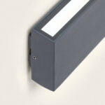 Applique murale rectangulaire anthracite en aluminium, LED linéaire sur la face supérieure